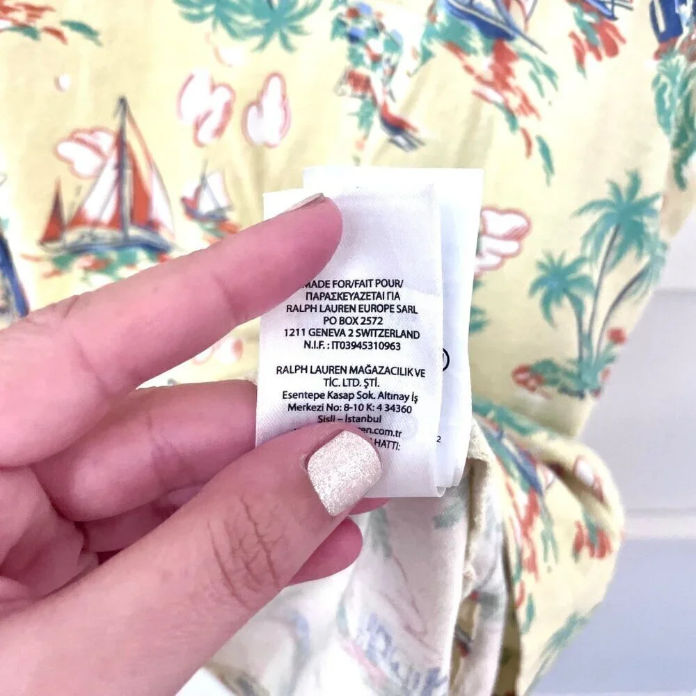 Polo Ralph Lauren Mini Hawaiian Sailboat Yellow Cotton Polo Classic Fit L